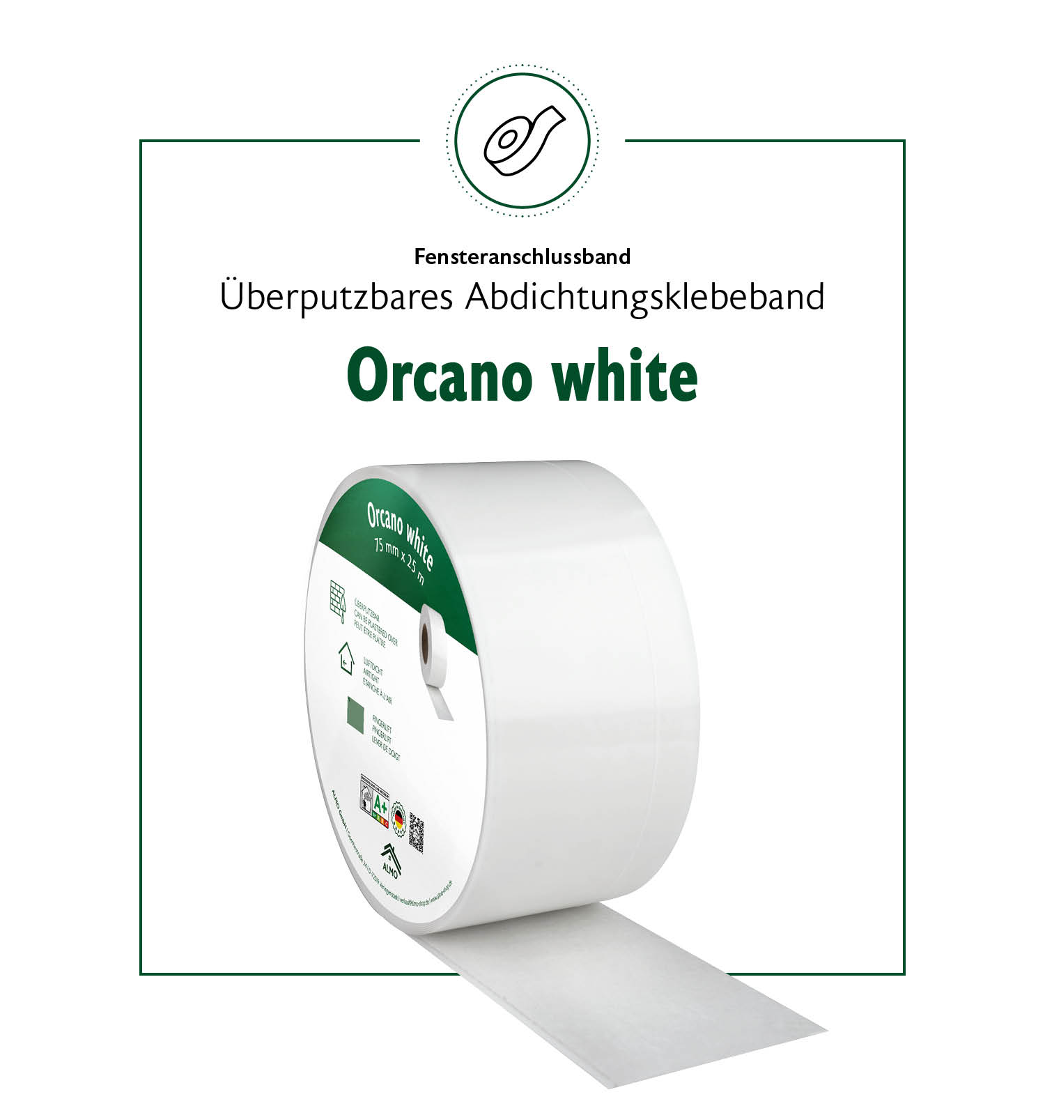 Spezifikationen ALMO Orcano White Fensterband; Luftdichte Fensterbänder für den Innenbereich